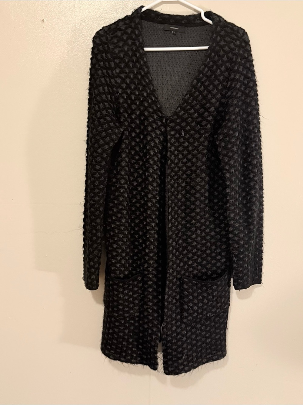 Textured Black/ Blue Long Cardigan